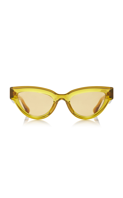 Shop Bottega Veneta Sharp Cat-eye Acetate Sunglasses In Yellow