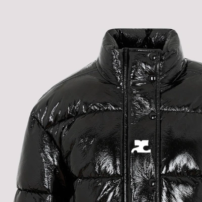 Shop Courrèges Vinyl Puffer Jacket Wintercoat In Black