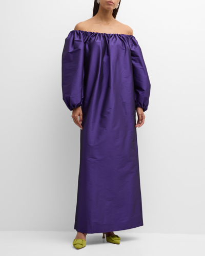 Shop Bernadette Bobby Off-shoulder Maxi Dress In Purple
