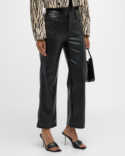 Shop Mother The Rambler Zip Ankle Faux-leather Pants In Black - Blk