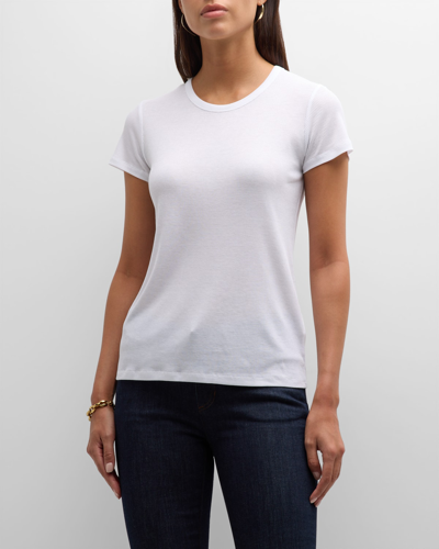Shop Majestic Lyocell Cotton Baby Ribbed Tee In Blanc
