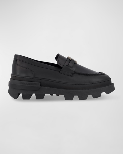 Shop Karl Lagerfeld Men's Lug Sole Kl Bit Loafers In Black