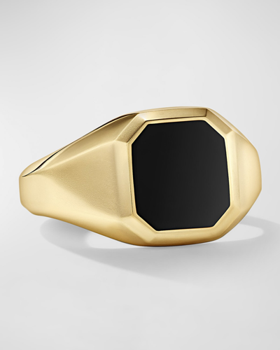 Shop David Yurman Men's Streamline Signet Ring In 18k Gold With Gemstone, 14mm In Bbo