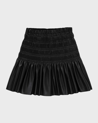 Shop Habitual Girl's Pleated Faux Leather Skirt In Black