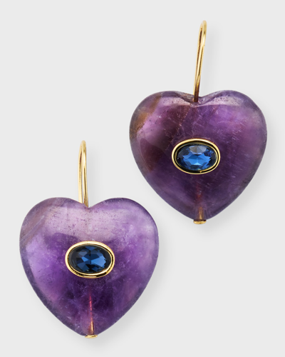 Shop Mignonne Gavigan Edyth Amethyst Heart Drop Earrings In Lilac