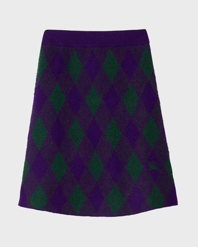 Shop Burberry Check Knit Mini Skirt In Royal Ip Pattern
