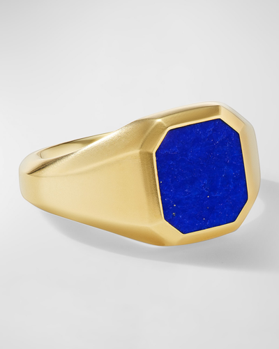 Shop David Yurman Men's Streamline Signet Ring In 18k Gold With Gemstone, 14mm In Bla