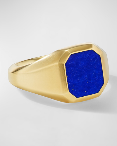 David Yurman Men's Streamline Signet Ring In 18k Gold With Gemstone, 14mm In Bla