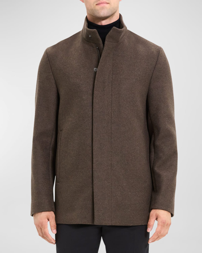 Shop Theory Men's Clarence Concealed-zip Overcoat In Unfm Mlnge