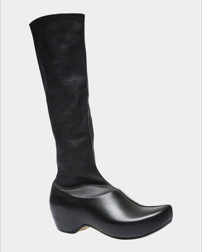 Shop Quira Socu Stretch Lambskin Clog Boots In Black