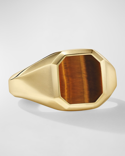 Shop David Yurman Men's Streamline Signet Ring In 18k Gold With Gemstone, 14mm In Bte