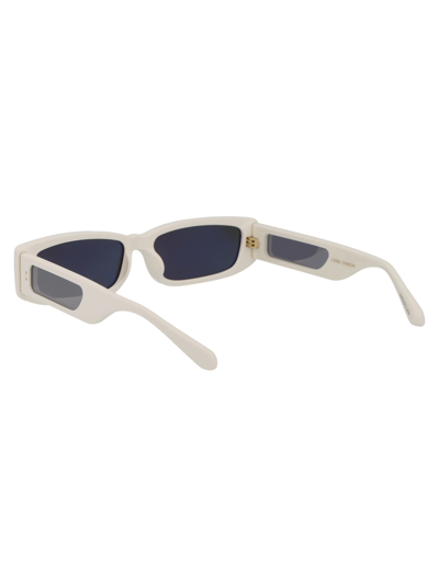 Shop Linda Farrow Talita Sunglasses In 03 White Light Gold Grey