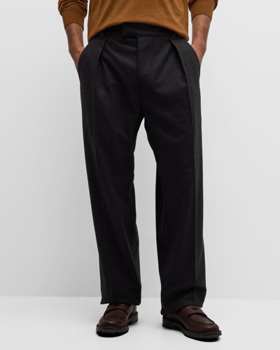 Shop Loro Piana Men's Reinga Cashmere Pants In Charcoal Melange