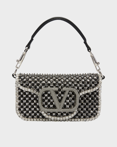 Shop Valentino Loco Small Polka Dot Embellished Shoulder Bag In Crystal Jet