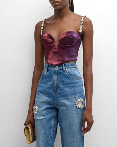 Area Mussel Cup Bustier Top In Purple
