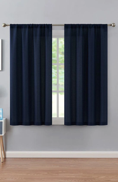 Shop Vcny Home Hayden Waffle Set Of 4 Curtain Panels In Navy