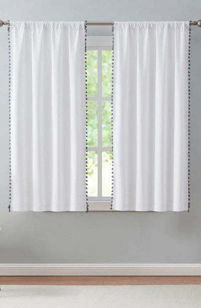 Shop Vcny Home Meg Set Of 2 Pompom Trim Curtain Panels In Grey/ White