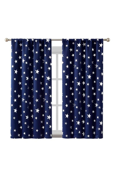 Shop Vcny Home Set Of 2 Jacob Star Foil Panel Darkening Curtain Panels In Navy/ Silver