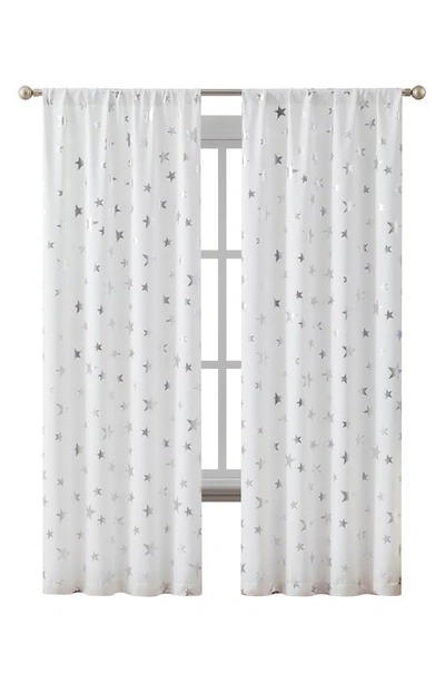 Shop Vcny Home Set Of 2 Jacob Star Foil Panel Darkening Curtain Panels In White/ Silver