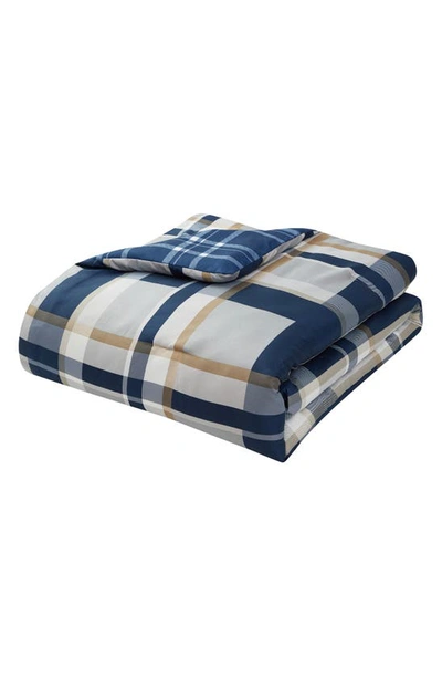 Shop Vcny Home Odell Plaid Comforter & Sham Set With Faux Fur Trim In Navy