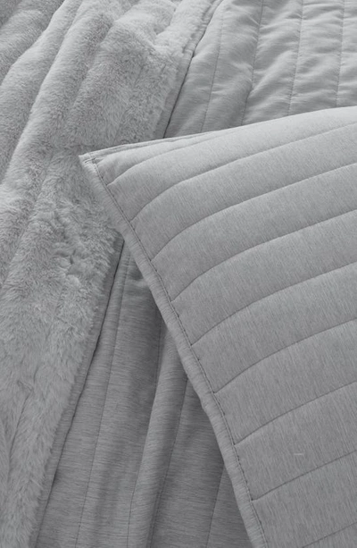 Shop Vcny Home Vera Stripe Faux Fur Quilt & Sham Set In Grey