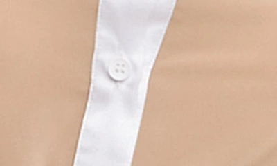 Wishlist Tuxedo Long Sleeve Button-up Shirt In Beige