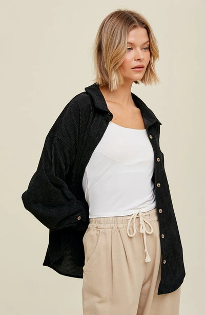 Wishlist Oversize Corduroy Shacket In Black