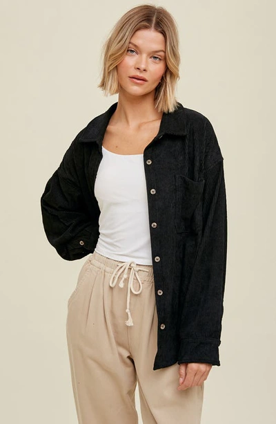 Wishlist Oversize Corduroy Shacket In Black