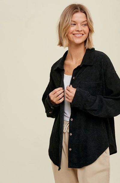 Wishlist Oversize Corduroy Shacket In Black
