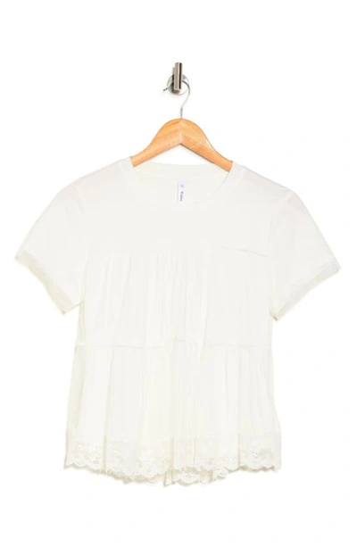 Shop Wishlist Short Sleeve Embroidered Mesh Babydoll Top In Cream