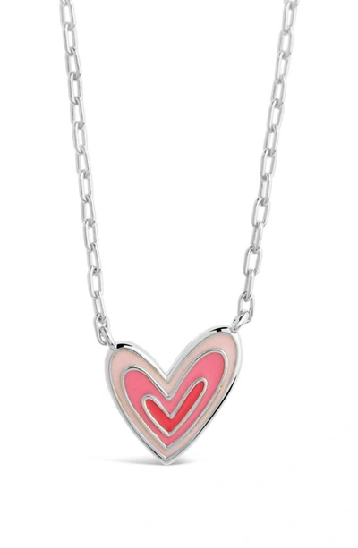 Sterling Forever Amanda Enamel Heart Pendant Necklace In Silver