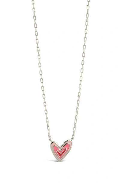 Sterling Forever Amanda Enamel Heart Pendant Necklace In Silver