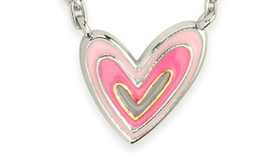 Sterling Forever Amanda Enamel Heart Pendant Necklace In Silver