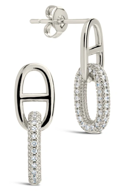Sterling Forever Reina Cz Chain Link Drop Stud Earrings In Silver