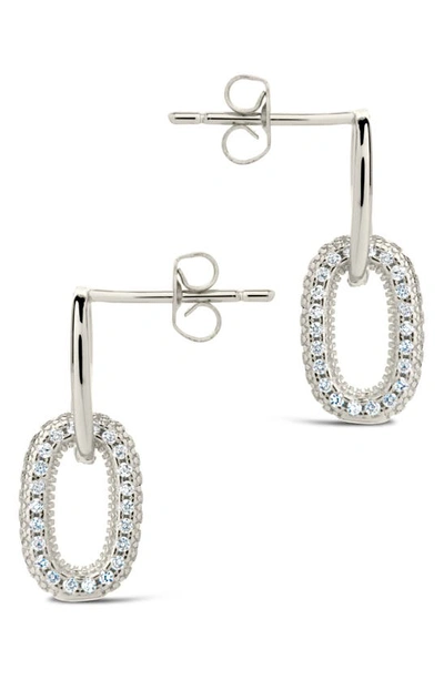 Sterling Forever Reina Cz Chain Link Drop Stud Earrings In Silver