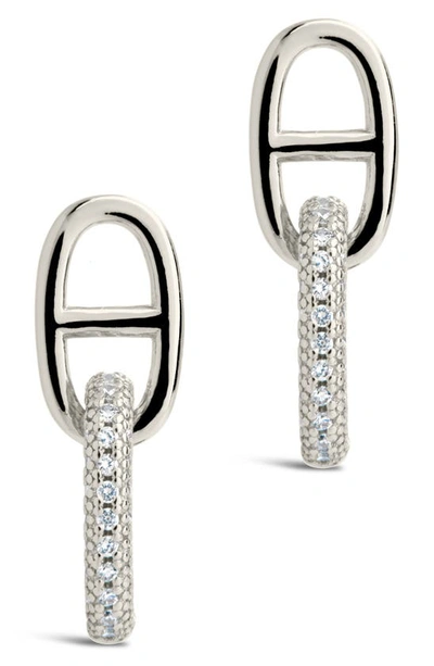 Sterling Forever Reina Cz Chain Link Drop Stud Earrings In Silver