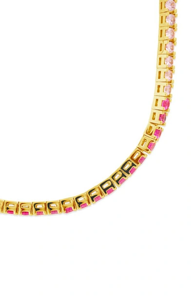 Shop Sterling Forever Hues Of Pink Cubic Zirconia Tennis Bracelet In Gold