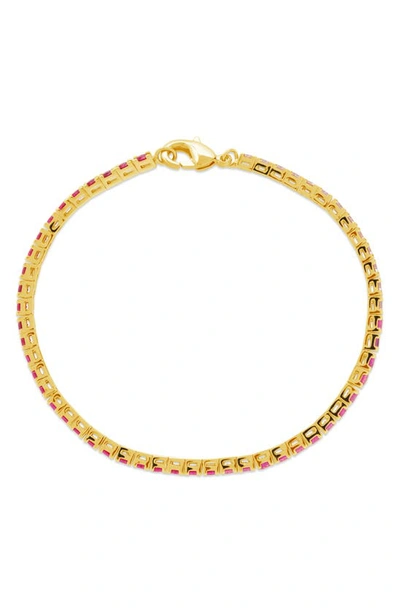 Shop Sterling Forever Hues Of Pink Cubic Zirconia Tennis Bracelet In Gold