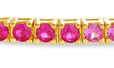 Sterling Forever Hues Of Pink Cubic Zirconia Tennis Bracelet In Gold