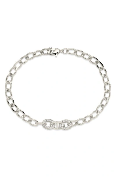 Shop Sterling Forever Reina Pavé Cubic Zirconia Link Bracelet In Silver