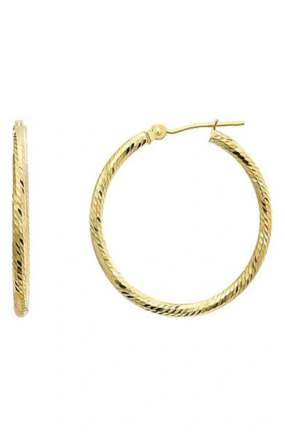 Candela Jewelry 14k Yellow Gold Textured Hoop Earrings In Gold