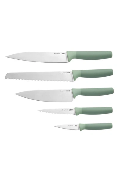 Berghoff Leo Forest Knife Block 6-piece Set In Green/ Beige