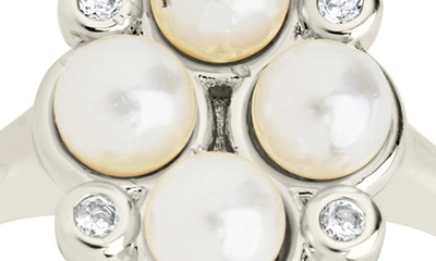 Sterling Forever Cosetta Imitation Pearl & Cz Ring In Silver