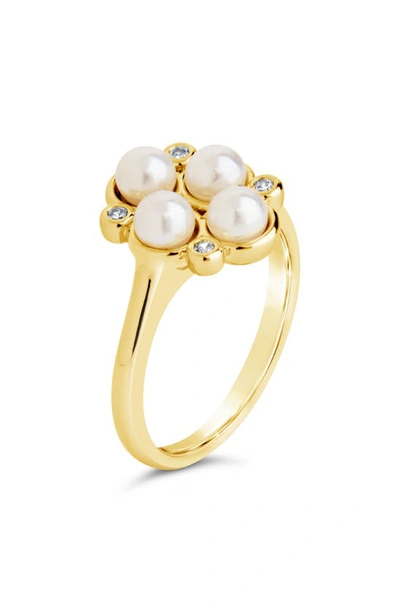 Sterling Forever Cosetta Imitation Pearl & Cz Ring In Gold