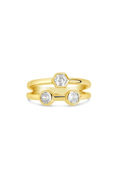 Sterling Forever Lou Cz Double Band Ring In Gold