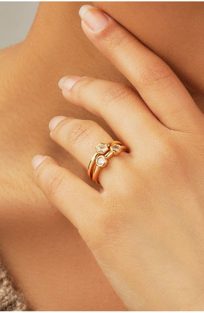Sterling Forever Lou Cz Double Band Ring In Gold