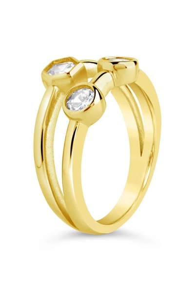 Sterling Forever Lou Cz Double Band Ring In Gold