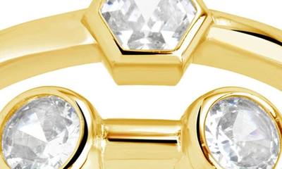 Sterling Forever Lou Cz Double Band Ring In Gold