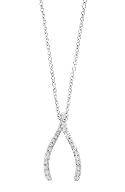 Shop Effy 14k White Gold Diamond Wishbone Pendant Necklace