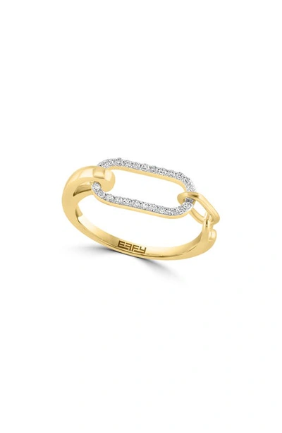 Effy 14k Yellow Gold Diamond Oval Ring In Yellow Gold